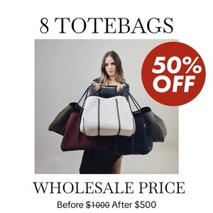 Elegant Women's Tote Bag Set - Black, White, Red, and Gray